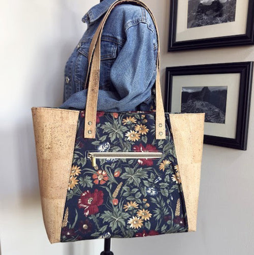 Cork and Floral Tote Bag