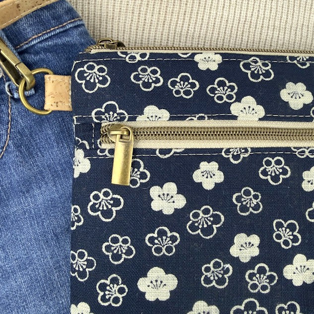 Slim Crossbody - Japanese Floral on Navy