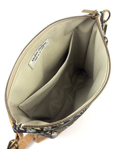 Slim Crossbody - Black and Blue Floral / Cork