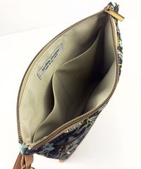 Slim Crossbody - Black and Blue Floral / Cork