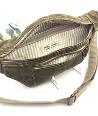 Waxed Canvas Sling Bag - Olive Green