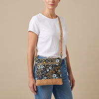 Slim Crossbody - Black and Blue Floral / Cork