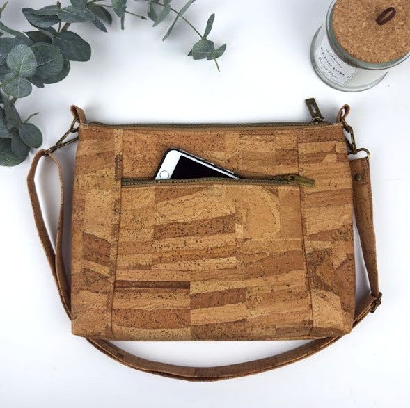 Large Cork Crossbody Bag - Scorched Cork