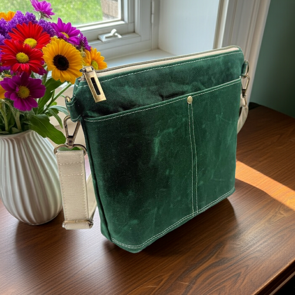 Dark Green Waxed Canvas Crossbody